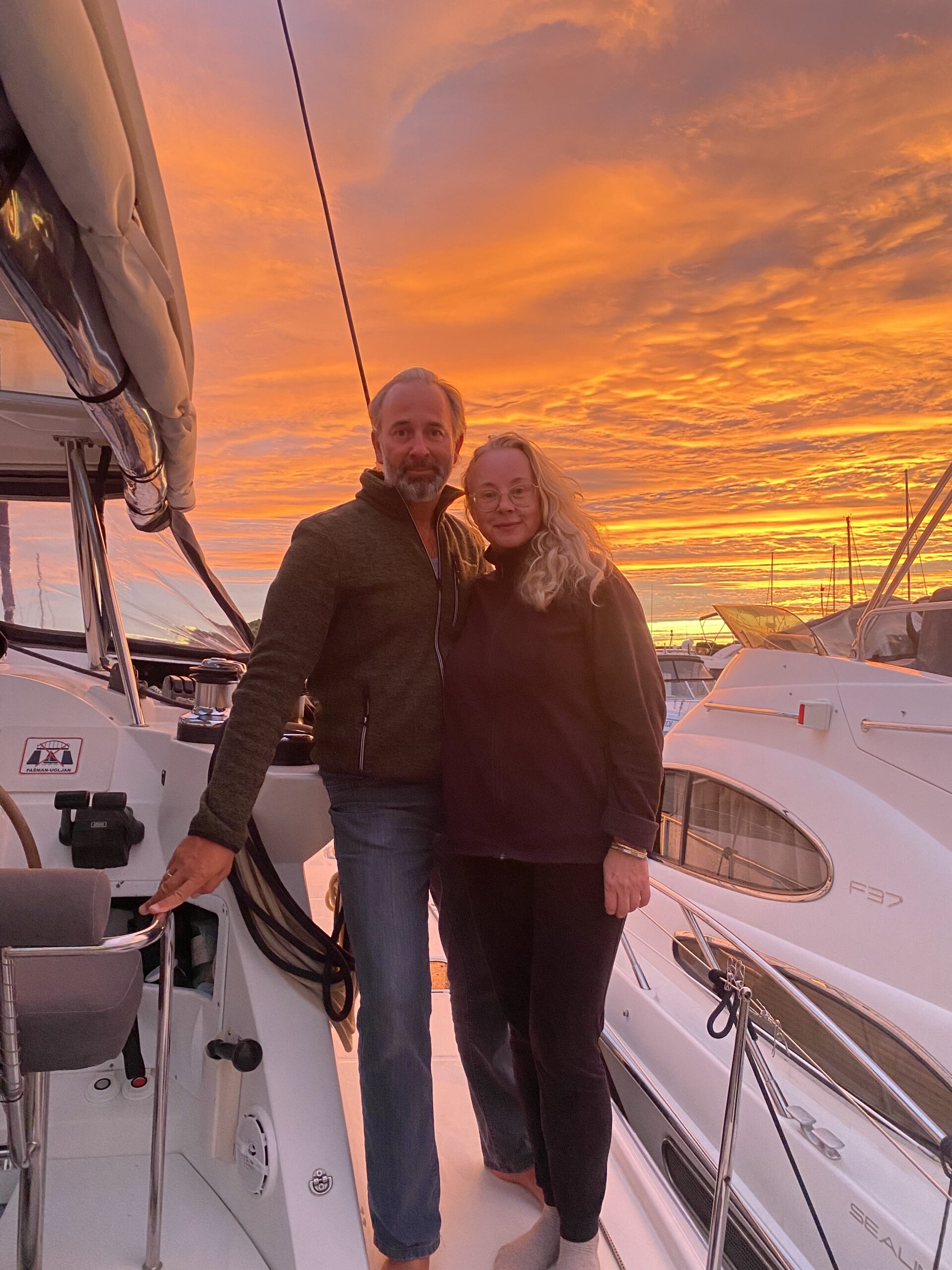 Hosts Jeanett and Markus at sunset in the Croatian Adriatic